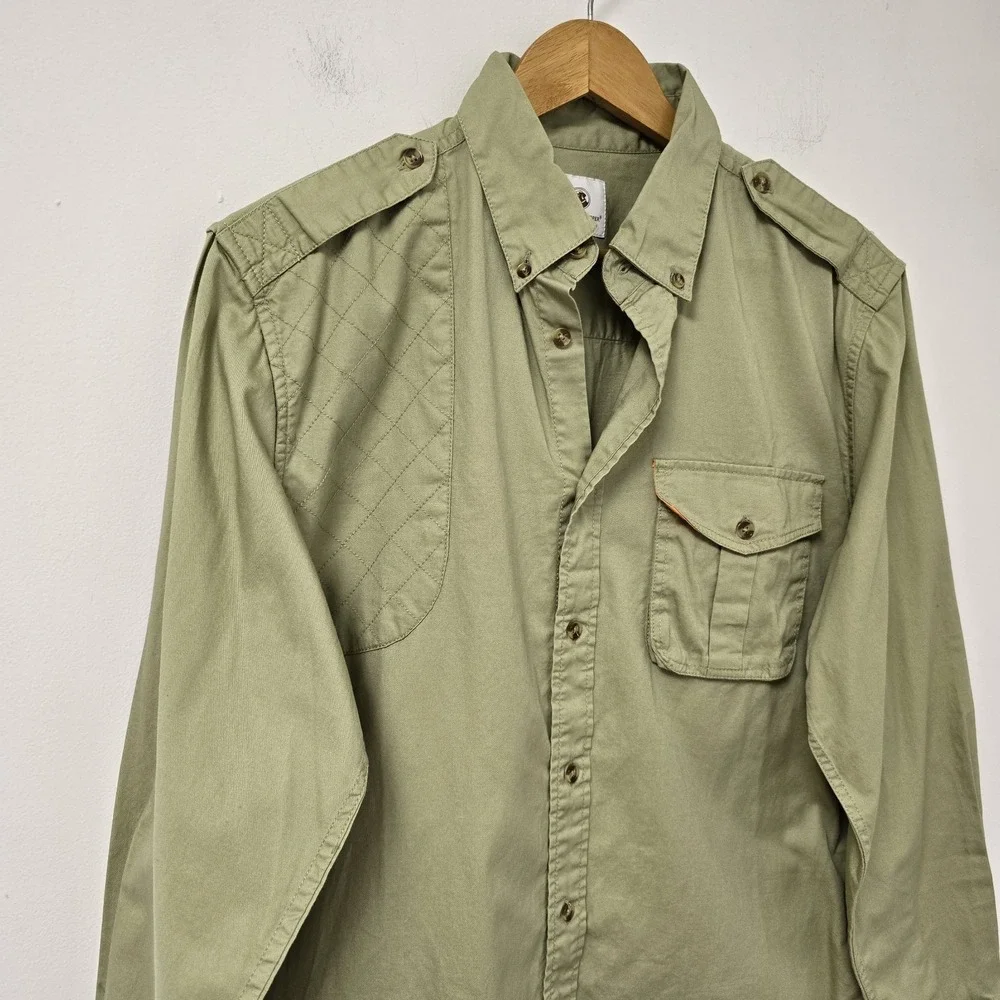 Southern Proper Shirt Mens Shooting Sport Safari Size S Button Front Olive Green